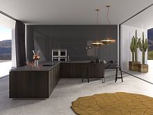 Contemporary kitchen HD23woodenstainless steelbrass