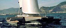 Trimaran sailing yacht TRIS 50cruisingwith open transom