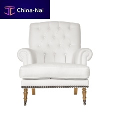 Chesterfield armchair ROCIOfabricwhiteon casters
