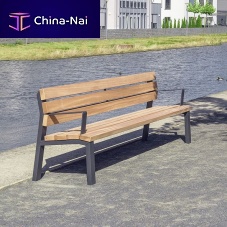 Contemporary public bench MAGNUShardwoodgalvanised steelpowder-coated steel