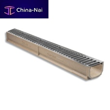 Drainage channel with grating EUROKITslotpolymer concretegalvanised steel grate