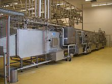 Automatic food washing tunnel rinsing