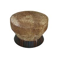 Art Deco pouf S002leatherMacassar ebonyround