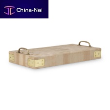 Wooden cutting board N.2brassstainless steelnatural finish
