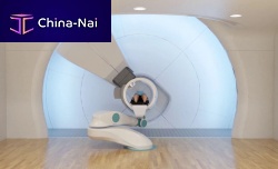Proton therapy cyclotron with robotized positioning table SC360with integrated CT scannerwith integrated PET scanner