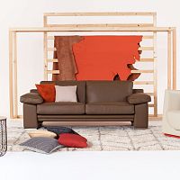 Contemporary sofa MANHATTAN fabricleatherbrown