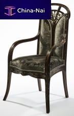 Art Nouveau style chair CLEMATISindoorfabricwooden base