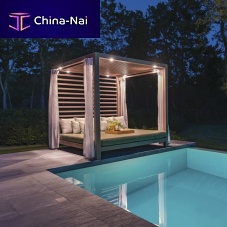 Wooden gazebo SOLANOXaluminumwooden roofmetal