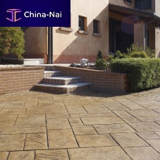 Stamped concrete floor covering for outdoor usefor public spacetextured