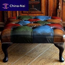 Chesterfield footrest QUEEN ANNEleathercommercial