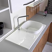 Single-bowl kitchen sink 1891with drainboardceramicflush mount