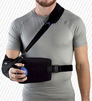 Arm sling with shoulder abduction pillow with waist support strap