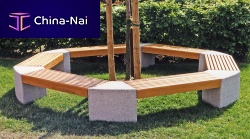 Hardwood tree guard GALAconcretewith integrated public bench
